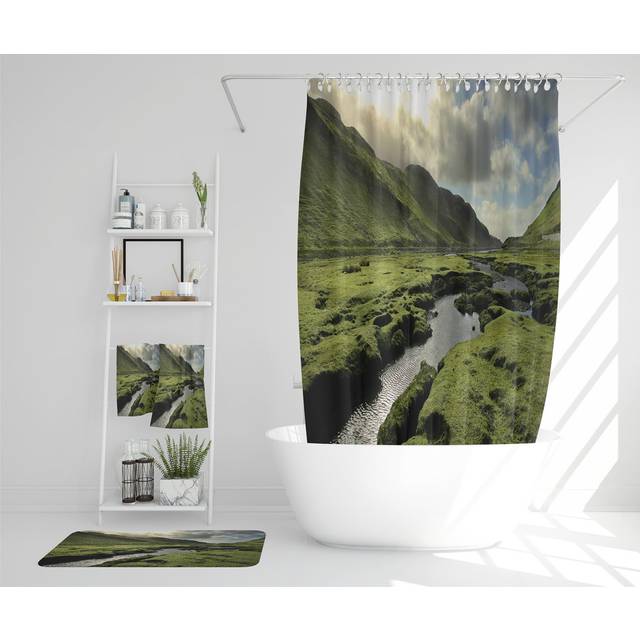 Nawaal Polyester Shower Curtain Set (167cm H X 167cm W)