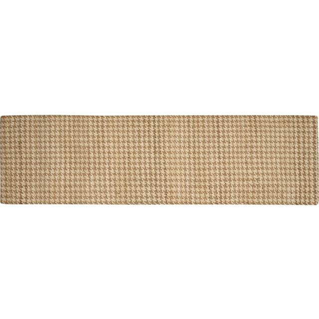 Hand Woven Jute Runner Rug Houndstooth Pattern Boho Rustic 80 x 300 cm Hallway Beige Araptepe