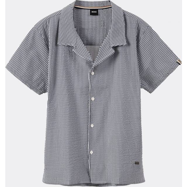 BOSS Bodywear Beach Striped Seersucker Shirt - M - Blue