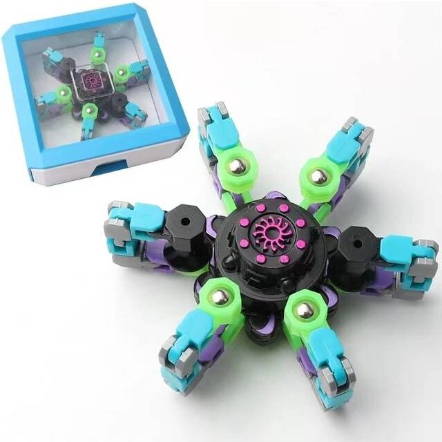(Blue) Deformed Fidget Spinner Chain Toys - Antistress Hand Spinner, Stress Relief for Children and Adults, Fidget Sensory Gyro Gift