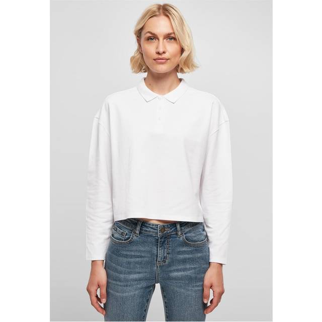 UC Ladies UC Short Oversized Polo Longsleeve White / XL Långärmad tröja