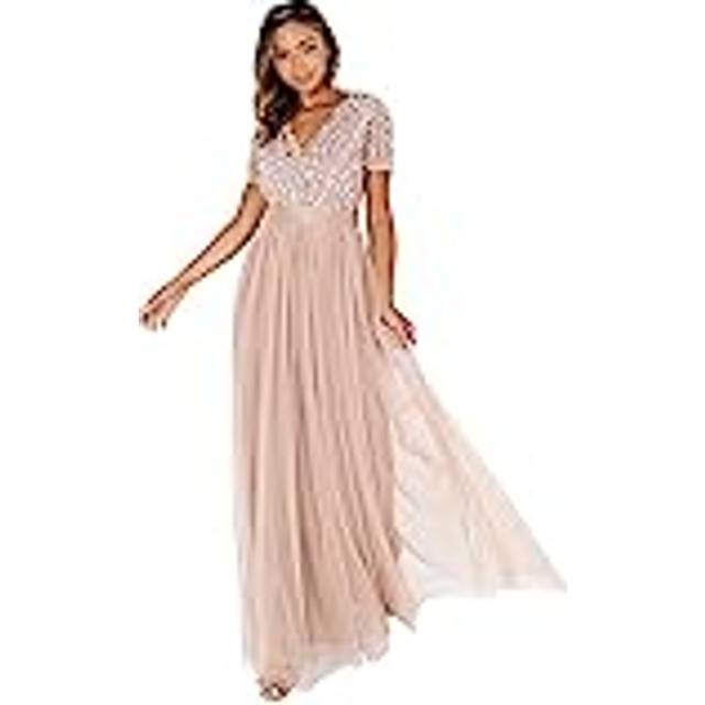 Maya Deluxe Stripe Embellished Sash Belt Maxi Dress