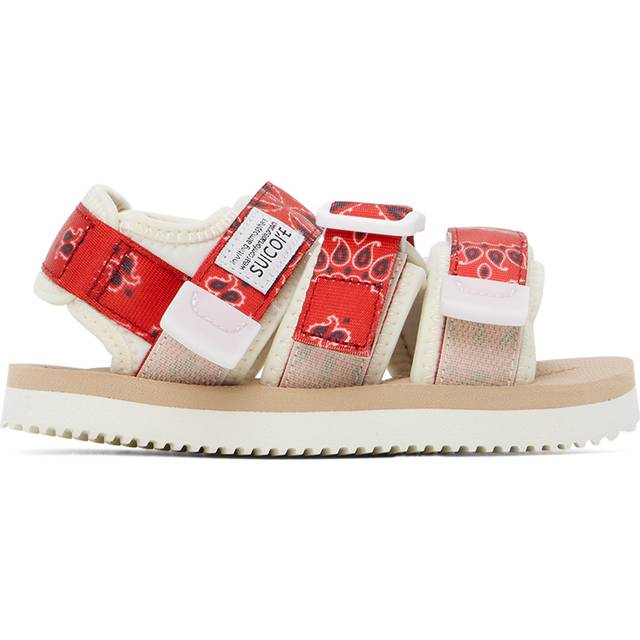SUICOKE Kids Beige & Red Moto Sandals - Red x Beige - EU 17