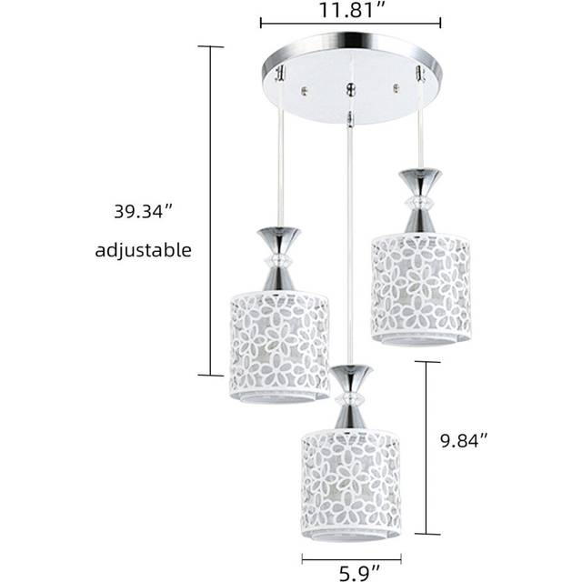 (3 Heads (Round Plate), E26) Modern Flower Petal Ceiling Light LED Pendant Lamp Dining Chandelier Room Decor
