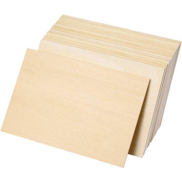 EXCEART 15PCS Wood Pieces for Crafts DIY Unfinished Wooden Basswood Craft Board for Handicraft Educational Building