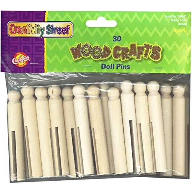 Chenille Kraft Natural Wooden Doll Pins - Pack of 30