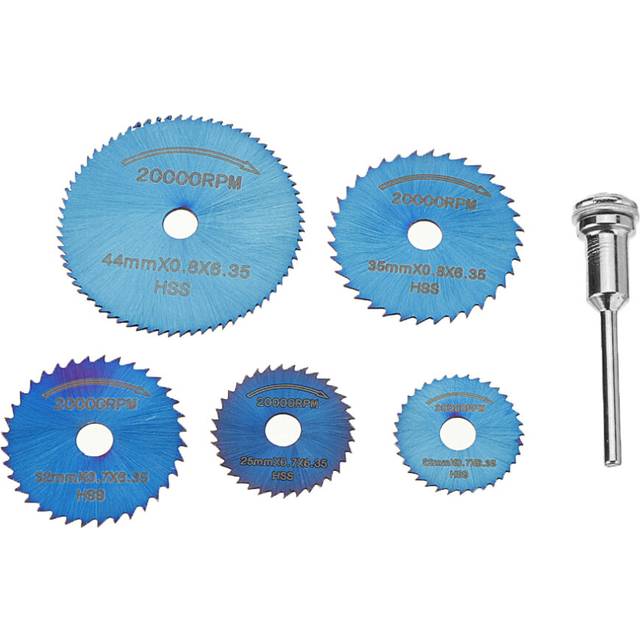 Drillpro 6pcs HSS Circular Saw Blades Set Bule Nano Coated Saw Blade for Rotary Tools
