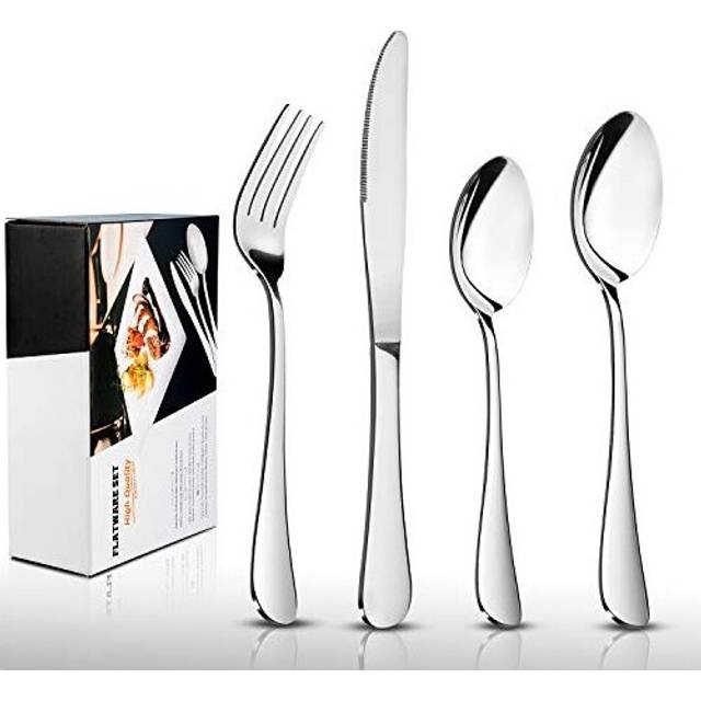 Cutlery Set, 32-Piece HaWare Stainless Steel Flatware Sets, Include Knife/Spoon/Fork, Mirror Polished Dinnerware, Dishwasher Safe - Service for 8 - Pa