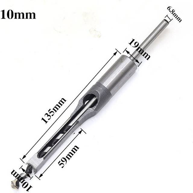 (10mm) 6mm-16mm Woodworking Square Hole Twist Drill Bit Square Auger Drill Mortising Chisel