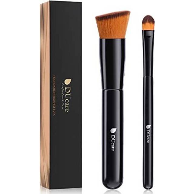 2Pcs Foundation Brush and Concealer Brush Professional Flat Top Kabuki Brush for Face Synthetic Liquid Blending Mineral Powder Makeup Tools