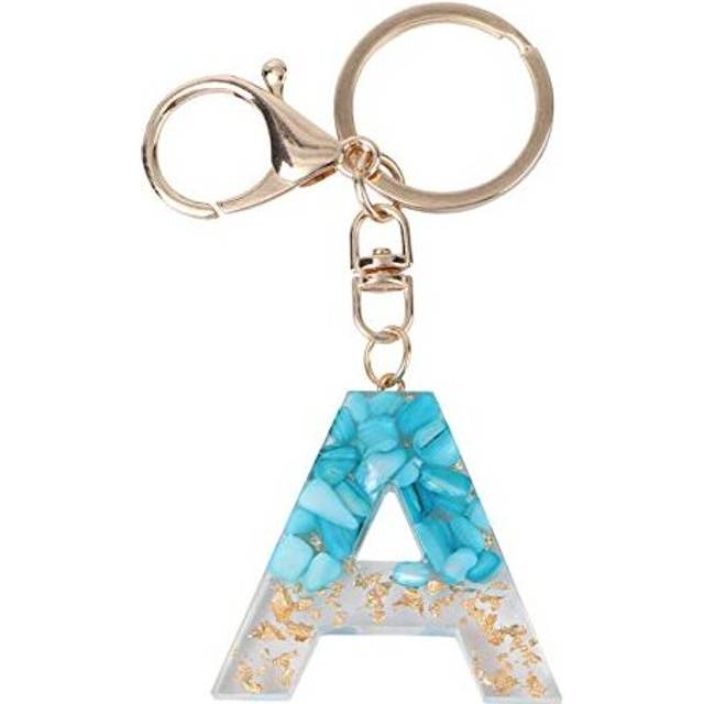 1 Pc Keychain Pendant English Alphabet Design Tassel Large Alphabet Letter Keyring Charm Key Chain for Women (Blue A)