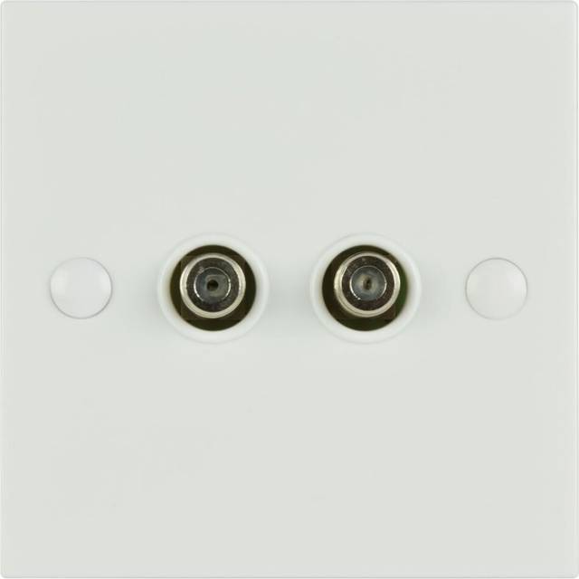 Twin Satellite 2 x F Type Wall plate Faceplate Socket Connector Outlet Sky - White