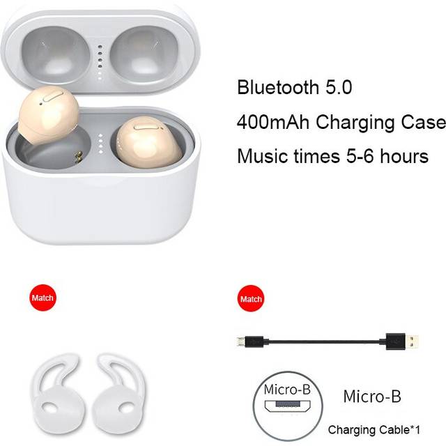 (a-O) X6 Mini Invisible Wireless Earphones Headphones with Mic Sleeping Earpiece Half in-Ear No Pain Micro Mono/Twin Bluetooth Earbuds