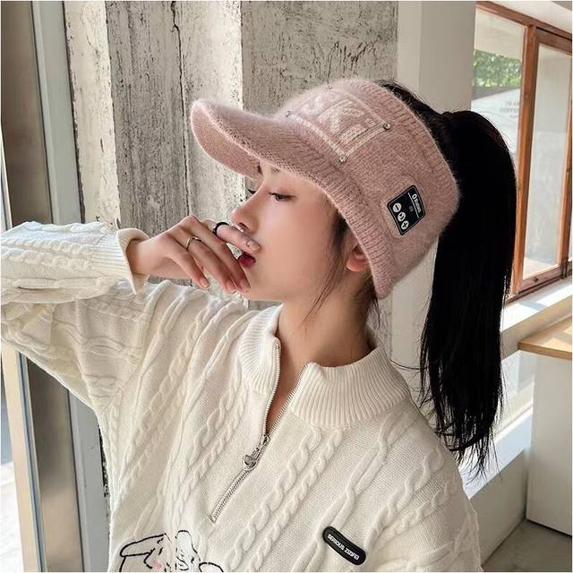 (a-Pink) Wireless Headphones Bluetooth Sport Earphone Cap Winter Hands-free Call Music Knitted Baseball Hat Earbuds For All Smart Phones
