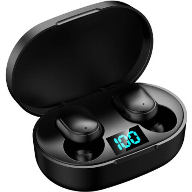 (a-Black) E6S TWS Bluetooth Earphones Power Bank LED Display Headphone Wireless Stereo in-Ear Portable Audio Video Sports Earbuds Headsets