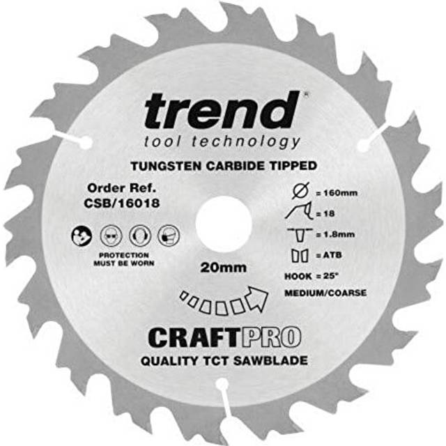 Trend csb/16018 160mm x 20mm 18t tct festool hk55 hkc55 trim saw blade