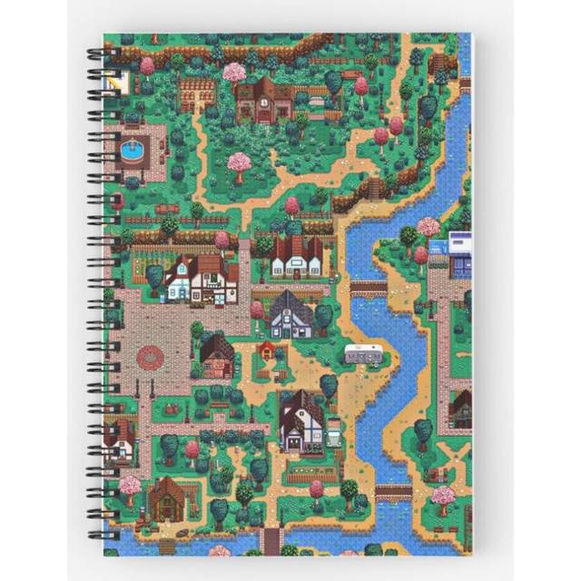 Spiral Notebook Stardew valley town map A5 120 Pages