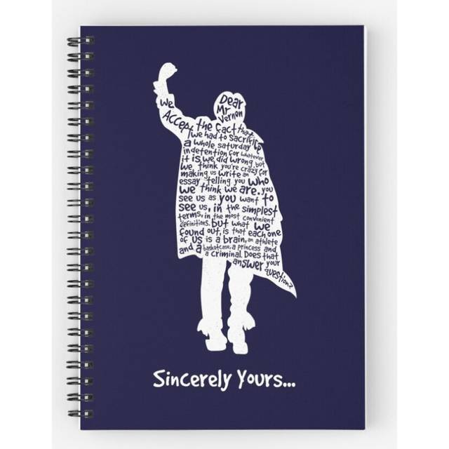 Spiral Notebook The Breakfast Club - Sincerely Yours - White A5 120 Pages