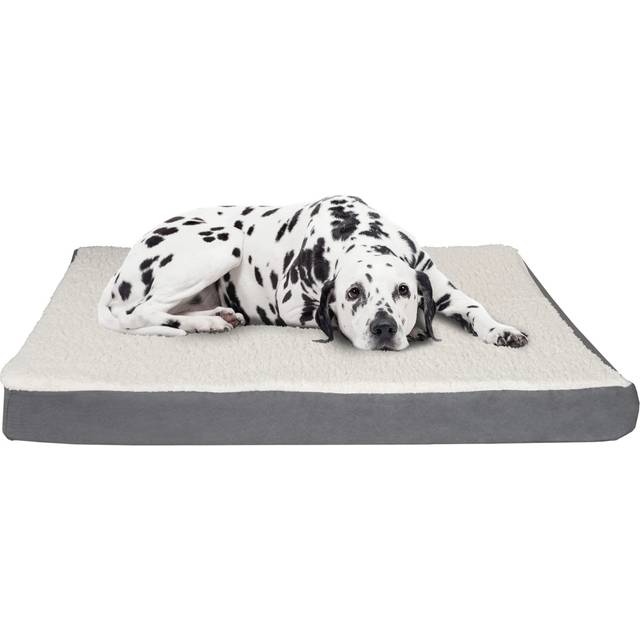 PETMAKER Orthopedic Dog Bed - 2-Layer 44x35-Inch Memory Foam Pet Mattress with Machine-Washable Sherpa Cover for Large Dogs up to 100lbs (Gray)