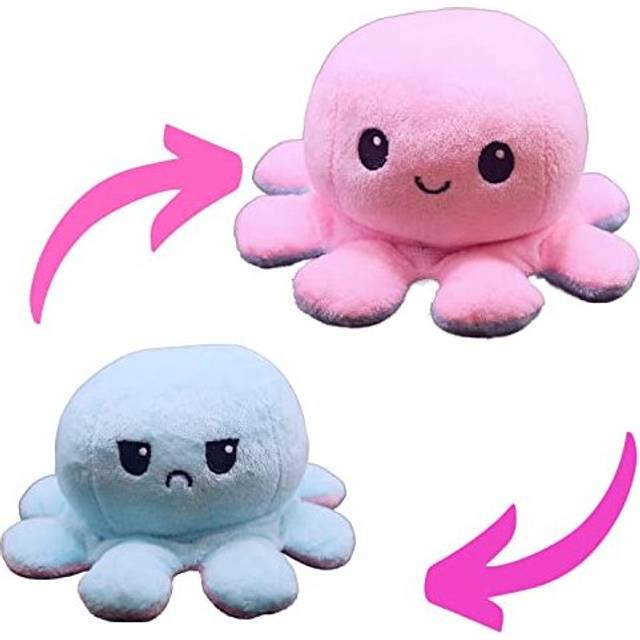 Halle P Reversible Octopus Plush - Soft, Cute & Cuddly Octopus Reversible Plushie - Flippy Mood Octopus with Happy Sad Emotion - Stuffed Toy