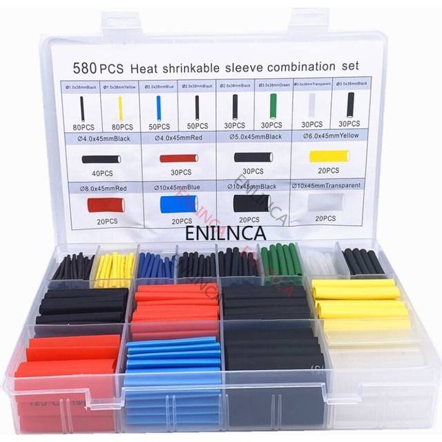 127-750pcs Heat-shrink Tubing Thermoresistant Tube Heat Shrink Wrapping Kit Electrical Connection Wire Cable Insulation Sleeving