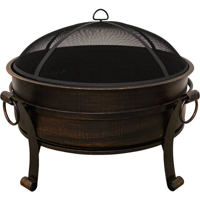 Bulle 66Cm H x 93Cm W Steel Wood Burning Outdoor Fire Pit with Lid - Dark Brown (66cm H X 93cm W X 93cm D)