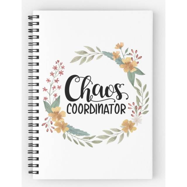 Spiral Notebook Chaos Coordinator Flowers Gifts A5 120 Pages