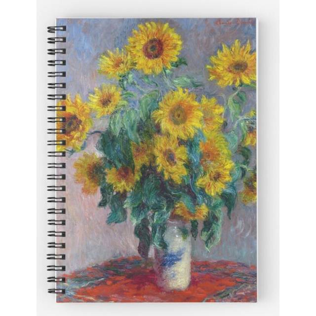 Spiral Notebook Claude Monet Bouquet of Sunflowers A5 120 Pages
