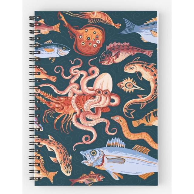 Spiral Notebook Pompeii Marine Mosaic  A5 120 Pages