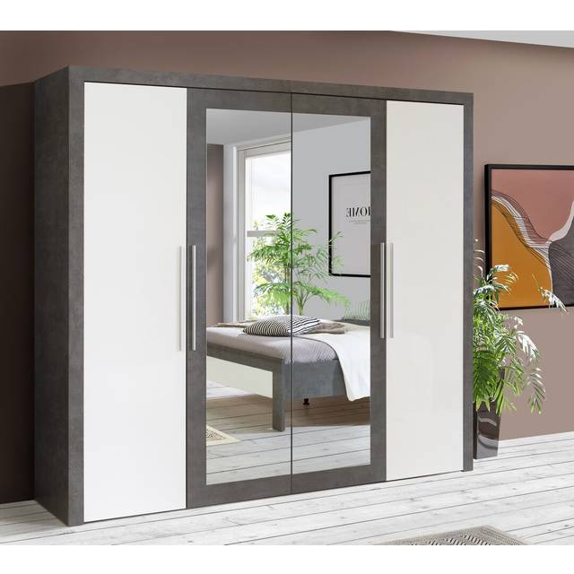 Sebnem 4 Door Wardrobe - Gray (210.5cm H X 230.1cm W X 54.2cm D)