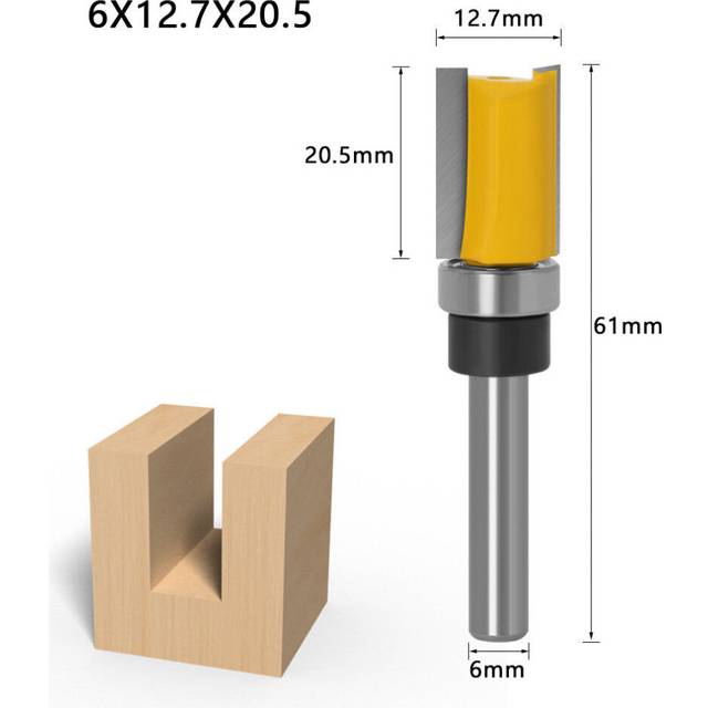 (6*1/2*20) 1/4inch/6mm Shank Flush Trim Router Bit Pattern Bit Top Bottom Bearing Blade Template Wood Milling Cutter Carpenter