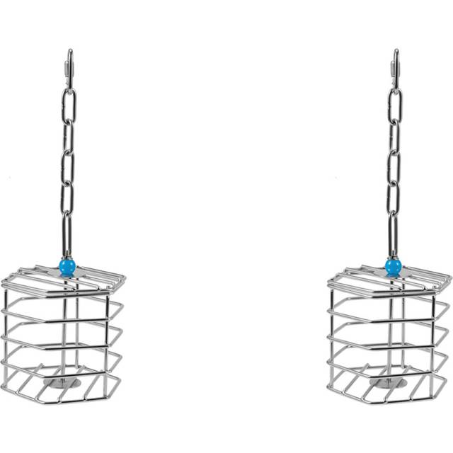 2X Pet Bird Parrot Squirrel Bold Stainless Steel Food Hanging Cage Foraging Toys