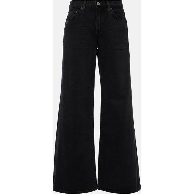 AGOLDE Black Clara Low Rise Baggy Flare Jeans - mascara (washed blac - WAIST US 27