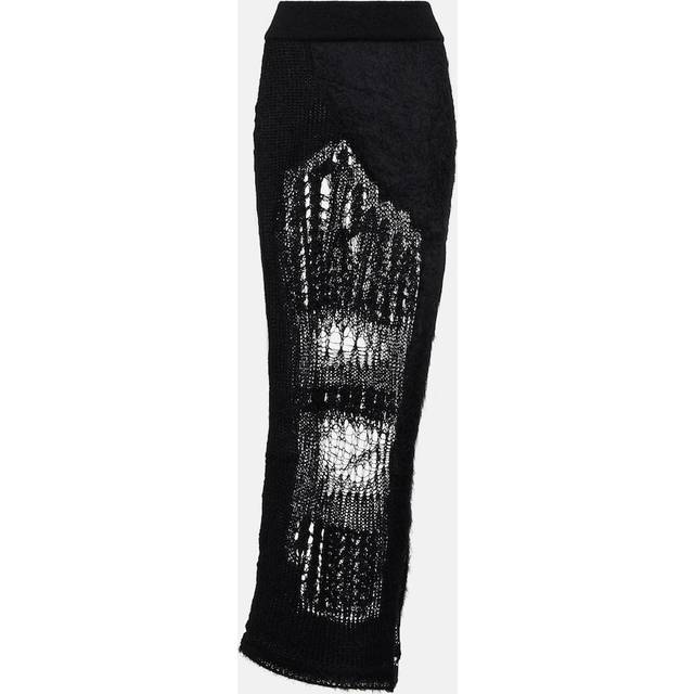 Rick Owens Distressed mohair-blend maxi skirt