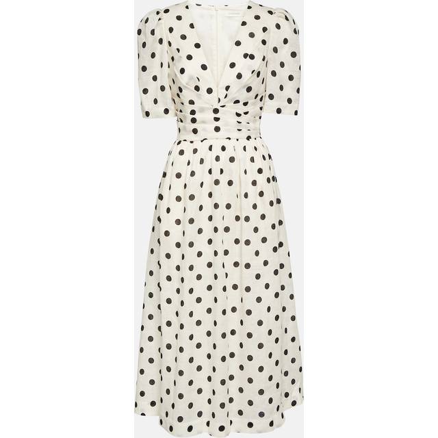 Zimmermann Crush polka-dot linen midi dress - white (UK 16)