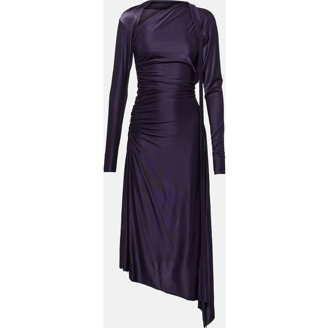 Purple Slash-Neck Ruched Midi Dress - Black (12)