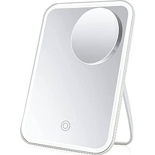 Makeup Mirror, Travel Mirror with LED Lighted Touch Screen Adjustable Light Brightness, Travel Vanity Mirror Portable with USB Charging, with Ten