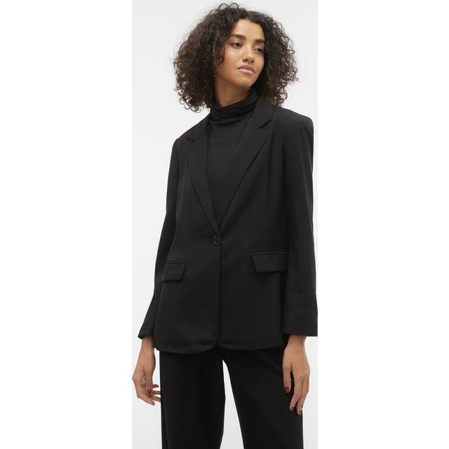 Vero Moda Long Lapel Collared Blazer - Black
