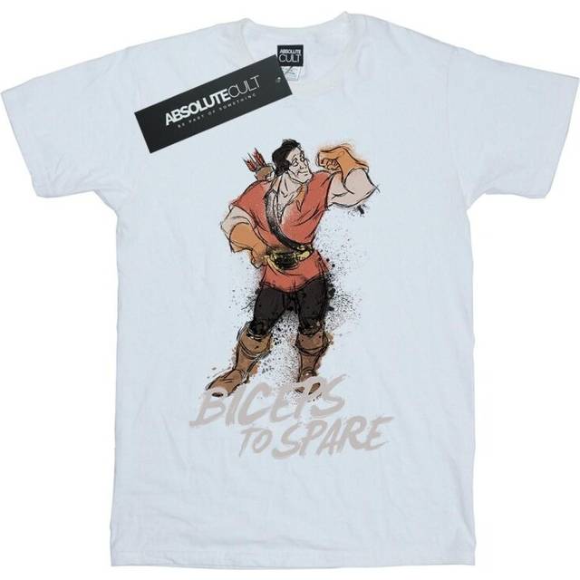 (M, White) Disney Mens Beauty And The Beast Gaston Biceps To Spare T-Shirt