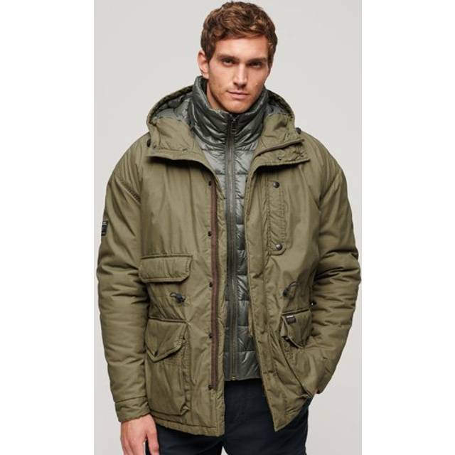Superdry Herren Deck-jacke mit Kapuze und Baumwollfutter Grün - Größe: M