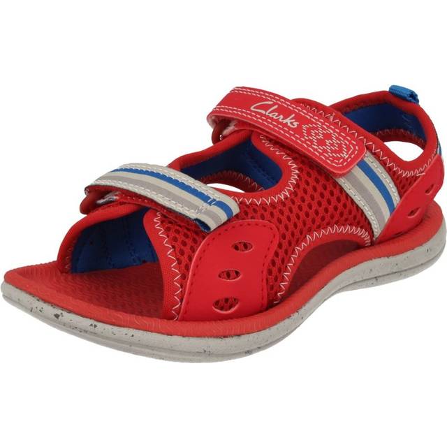 (UK 4 Infant, Red) Boys Clarks Casual Sandals Piranha Boy - F Fit