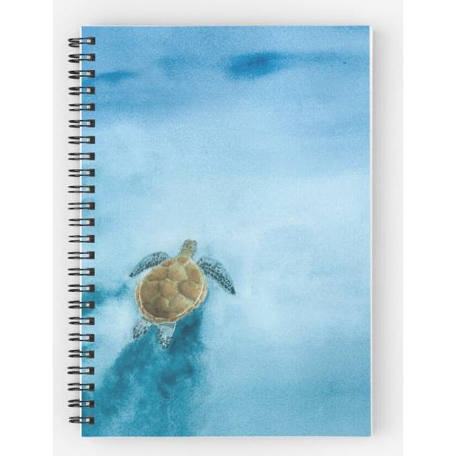Spiral Notebook Watercolour Sea Turtle  A5 120 Pages