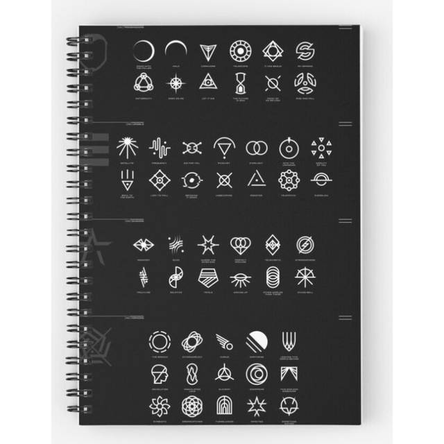 Spiral Notebook STARSET SYMBOLS .redux .unofficial .WHITE A5 120 Pages