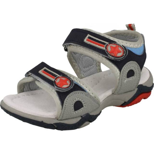 (UK 12 Child, Light Grey/Blue (Grey)) Boys Spot On Double Strap Sandals N0010