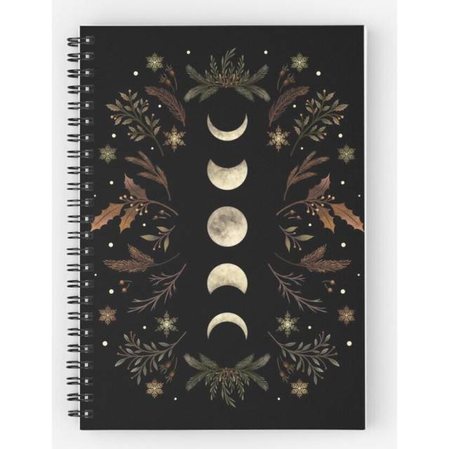 Spiral Notebook Moonlit Garden-Winter Brown A5 120 Pages