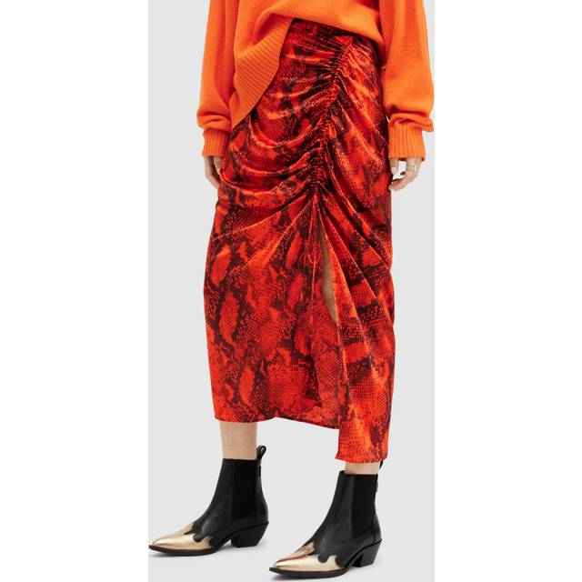 Allsaints Carla Tahoe Silk-Blend Midi Skirt