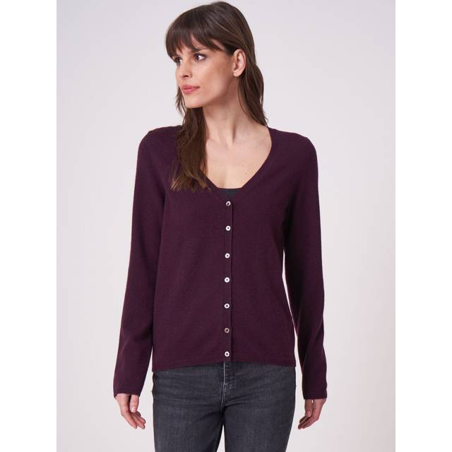 Basic fine knit organic cashmere V-neck cardigan