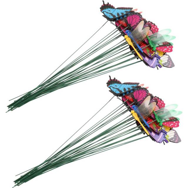 40 Pieces Garden Butterflies Stakes And 8 Pieces Dragonflies Stakes Garden Ornaments for Yard Patio, Totally 48 Pieces