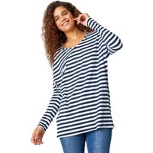Roman Womens Stripe Print Tunic Stretch Top - Navy - Size 12 UK