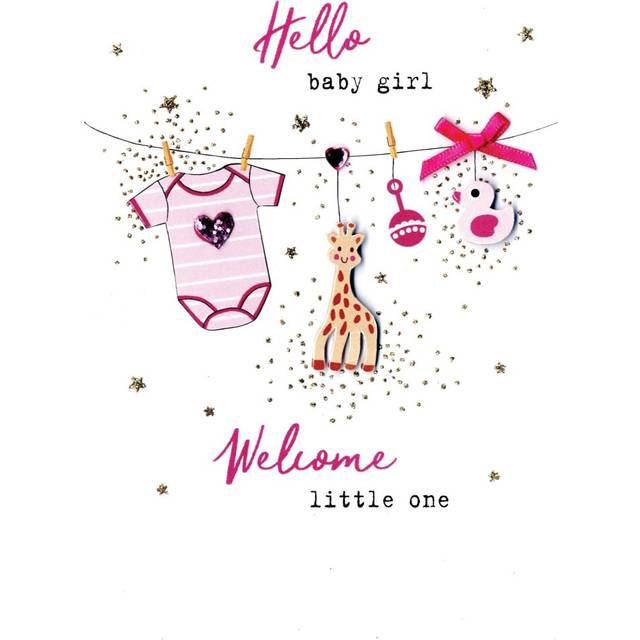 Hello Baby Girl Welcome Little One Irresistible Greeting Card Embellished Cards